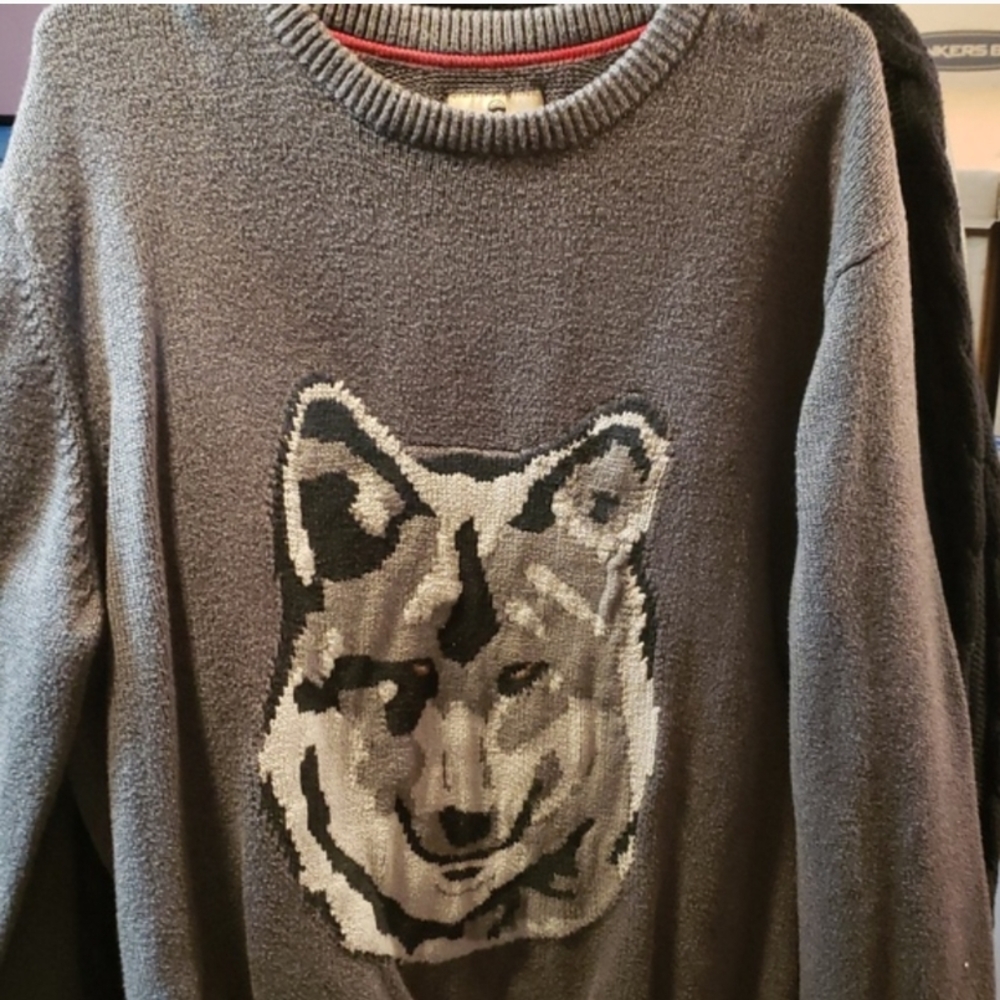 Wind River Heritage Sweater Vintage Gray Grey Wolf Unisex Large